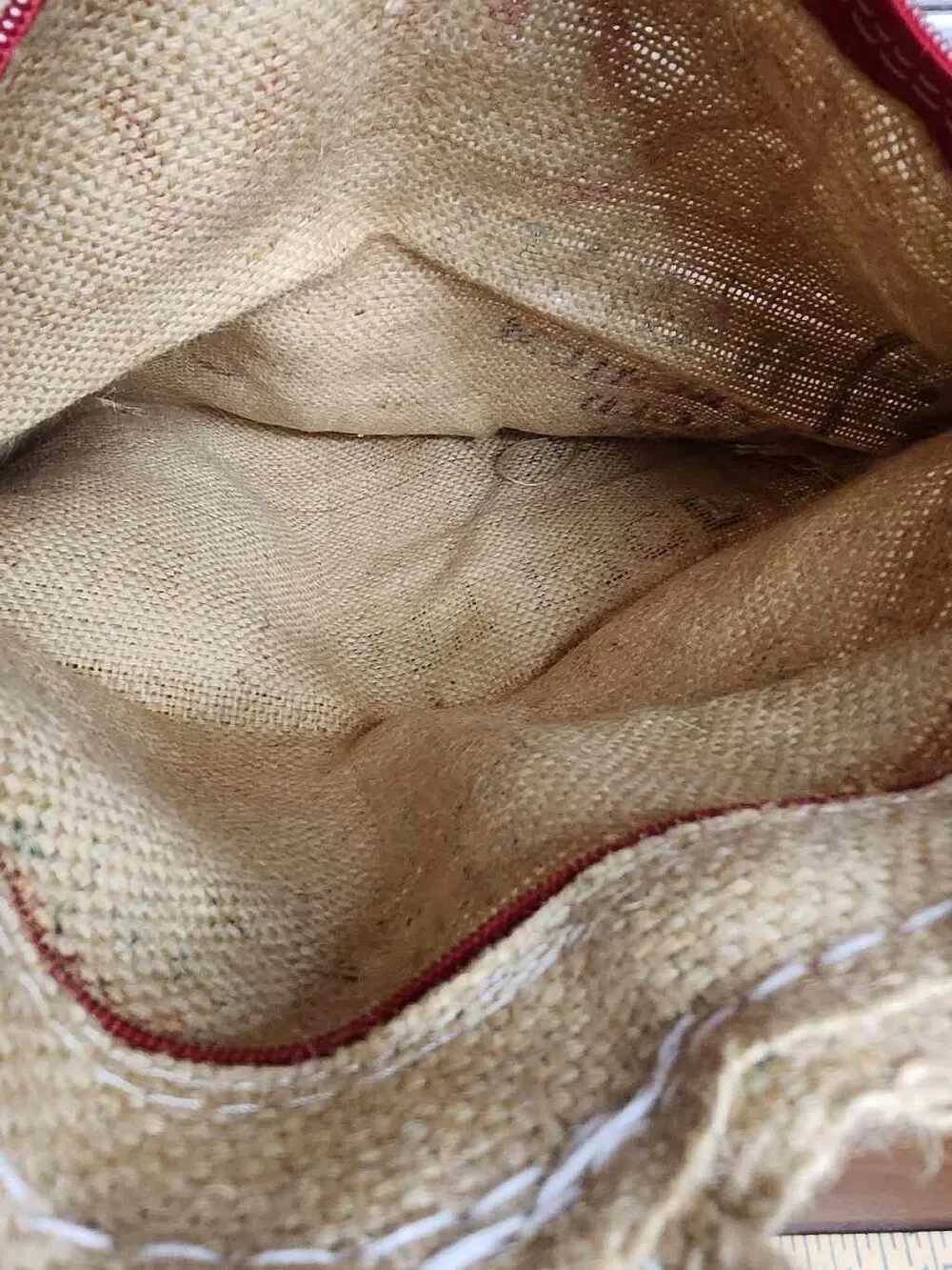 Vintage Style Royal Basmati Rice Burlap Bag, Side Zippered Tote Bags #A62